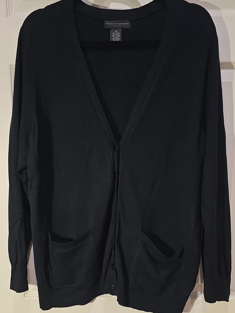 Grace Elements Black V-Neck Button Front Cardigan